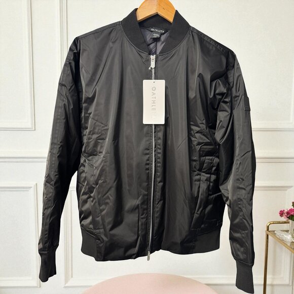 Athleta Santeen Bomber Jacket New With Tags Size Large Black Water Repellent - Picture 2 of 10
